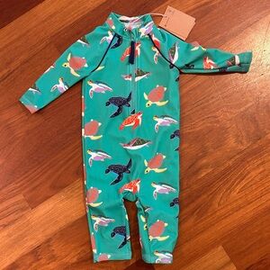 Baby Boden Green Sea Turtle Print One Piece